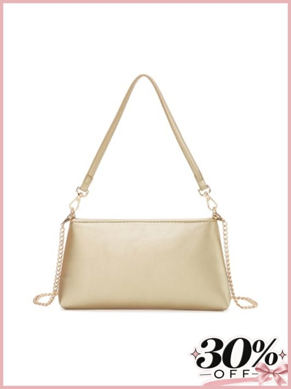 PU Leather Evening Clutch with Chain Strap & Zipper for Wedding Party